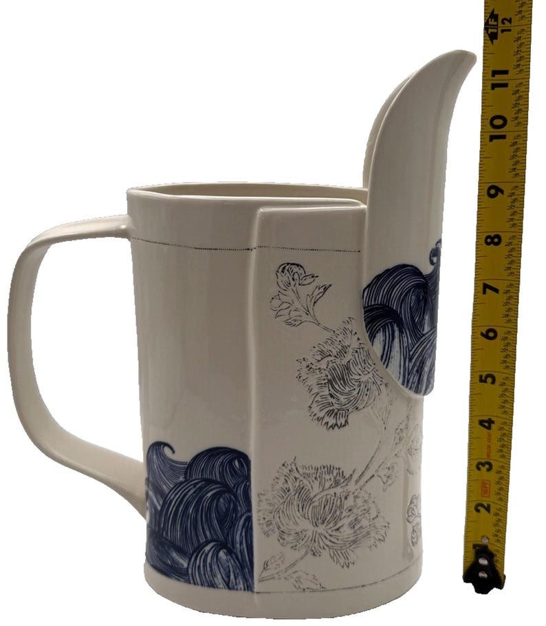 Brocca Pacifica Anthropologie x Linda Fahey / Stormy Seas / Mishima / Floral / Waves / 12" H immagine 8