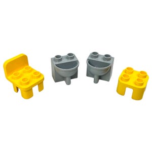 Duplo Blocks | Lot of 4 Pieces | Bathroom Sink | Chair | Stool | Bricks | Replacement Parts