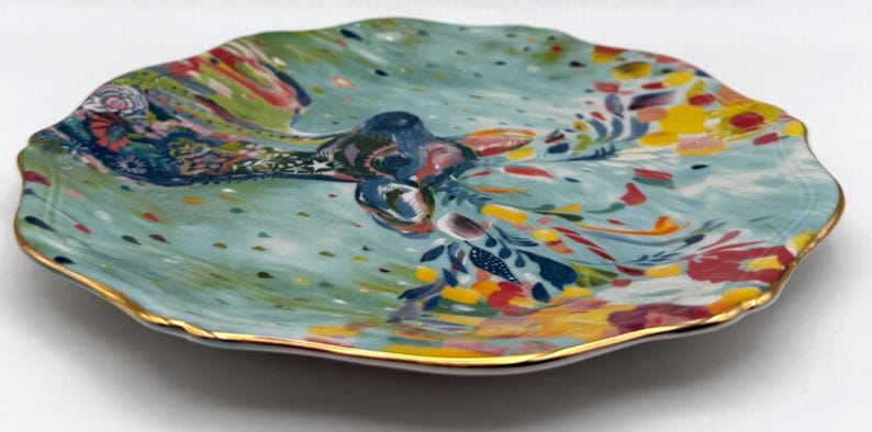 Anthropologie Starla Halfmann "Rampart" Dessert Plate | Deer | Scalloped Edge | Nature | 8" image 6