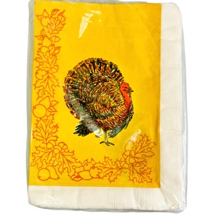 Package of 16 Vintage Thanksgiving Turkey Paper Dinner Napkins by Tuttle Press | 8.5" x 6"