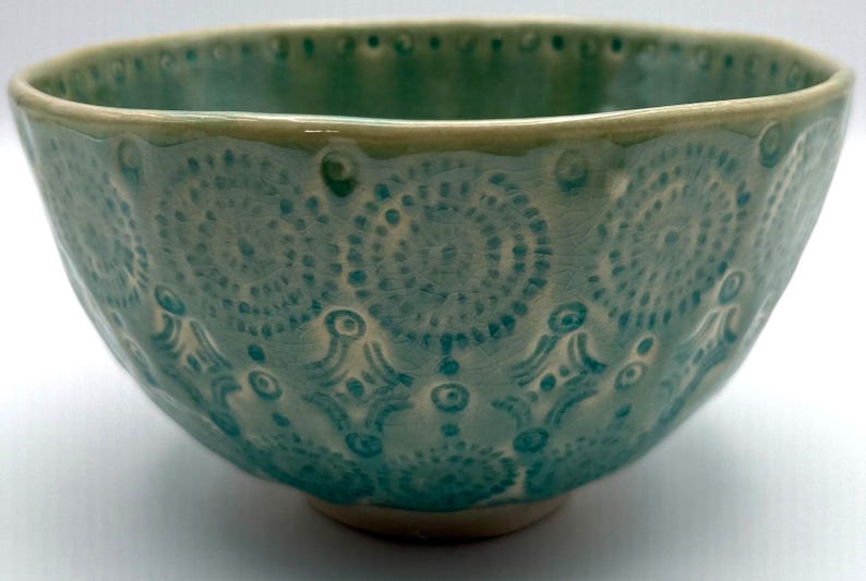 Anthropologie Old Havana Mint Cereal Bowl | Crackle Glaze | Portugal | Pasta | Soup | HTF image 2