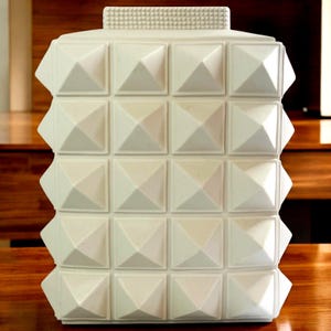 Jonathan Adler Charade Studded White Matte Porcelain Vase | Mod Geometric | Heavy | 13&quot; H x 10.5&quot; L x 7&quot; W | READ
