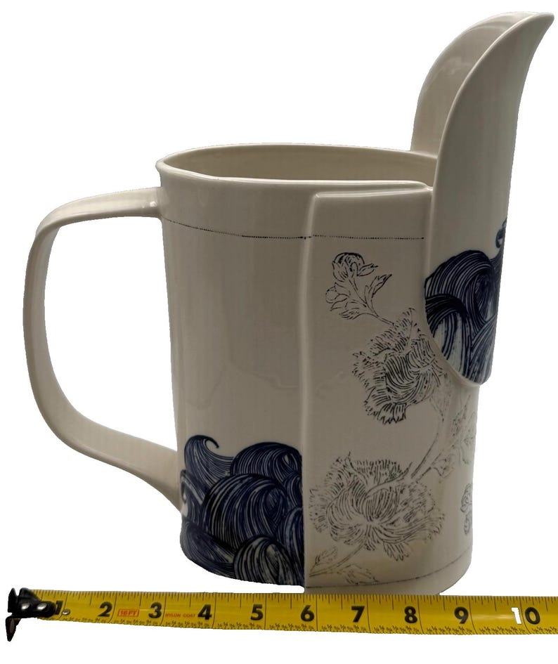 Brocca Pacifica Anthropologie x Linda Fahey / Stormy Seas / Mishima / Floral / Waves / 12" H immagine 9