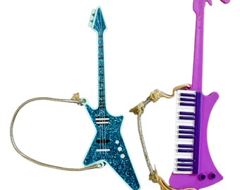 Lot of 2 Vintage 1980s Jem and the Holograms Instruments | Kimber's Guitar and Aja's Keytar | READ