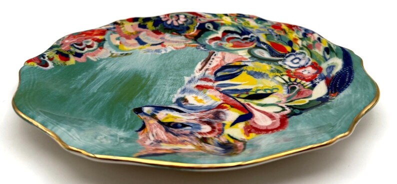 Anthropologie Starla Halfmann "Fancy Fox II" Dessert Plate | Scalloped Edge | Nature | 8" image 5