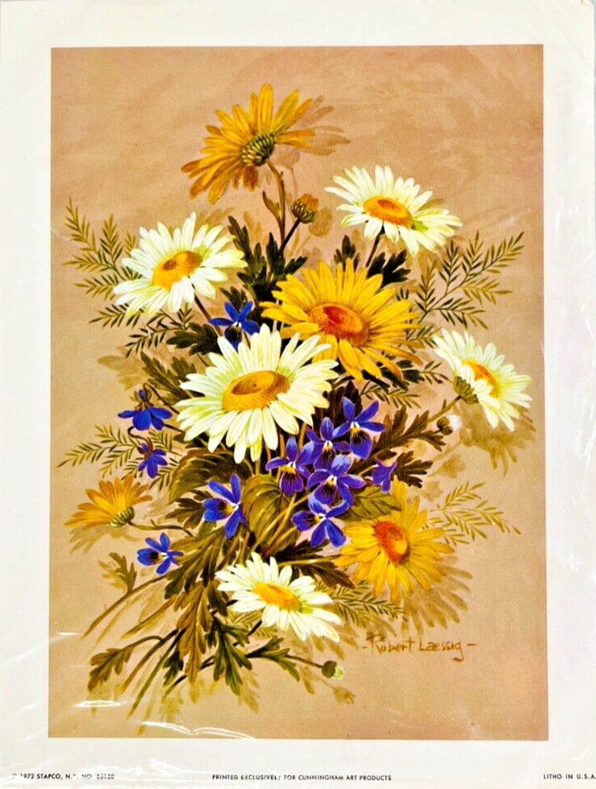 Affiche Ancienne 'Etat Fleurs Des Etats-Unis' Par Robert Laessing - 36x24 Pouces - Vintage