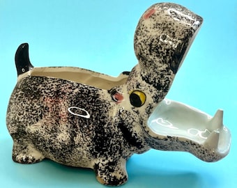 Vintage Rubens Hippo Planter: Hollywood Ceramic Sink Caddy