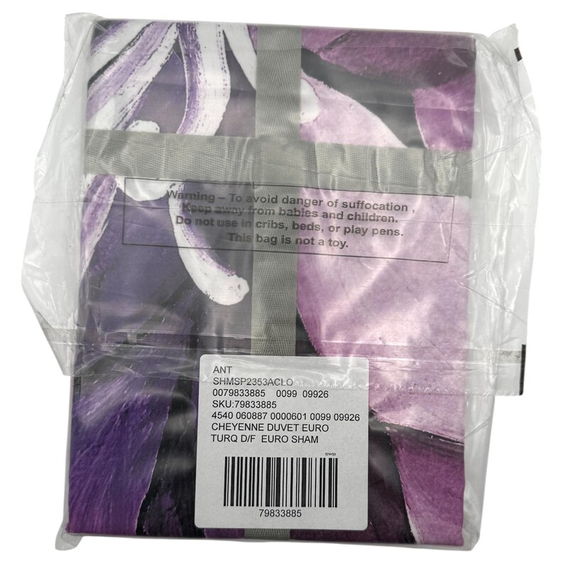 Funda individual (1) Anthropologie Cheyenne Purple EURO / Satén orgánico / Sellada de fábrica / Nuevo en embalaje original imagen 4