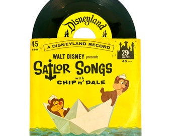 Jahrgang 1963 Walt Disney Präsentiert Sailor Songs mit Chip n' Dale 45rpm #LG-772 | Original Hülle