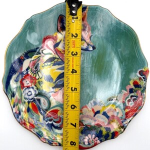 Anthropologie Starla Halfmann "Fancy Fox II" Dessert Plate | Scalloped Edge | Nature | 8" image 2