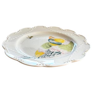 Anthropologie Madeleine Marx Dinner Plate | Bird | Parrot | Bee | Scalloped Edge | Nature | 10" image 6