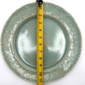 Anthropologie Old Havana Mint Dinner Plate | Crackle Glaze | Portugal | Embossed | 11" image 2