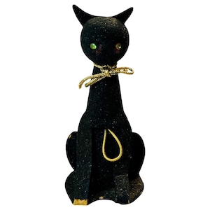 porte-parfum en carton Sophisti-Cat noir Max Factor vintage des années 1960 | Japon | Figurine d'Halloween | 4,75 po. H | LIRE