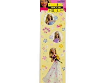 Pegatinas vintage para muñeca Barbie SandyLion de 2001: Vestido de flores Y2K - Nuevo y sellado