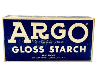 16 oz Vintage Argo Powdered Gloss Starch in a Blue Box | Sealed | NOS | READ