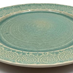 Anthropologie Old Havana Mint Dinner Plate | Crackle Glaze | Portugal | Embossed | 11" image 6
