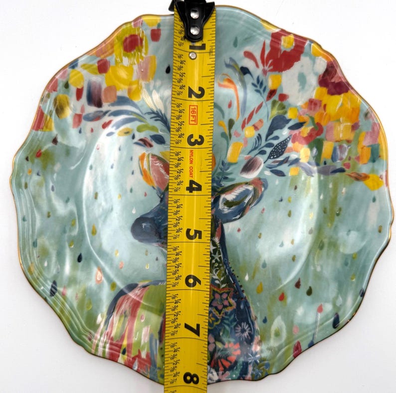 Anthropologie Starla Halfmann "Rampart" Dessert Plate | Deer | Scalloped Edge | Nature | 8" image 2
