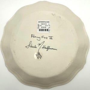 Anthropologie Starla Halfmann "Fancy Fox II" Dessert Plate | Scalloped Edge | Nature | 8" image 7