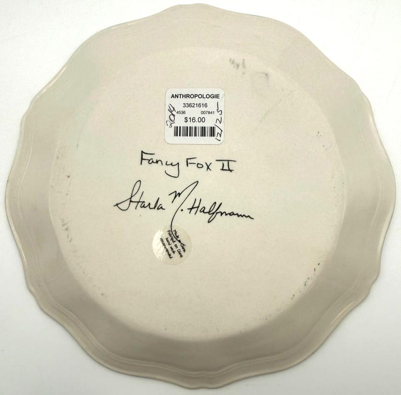 Anthropologie Starla Halfmann "Fancy Fox II" Dessert Plate | Scalloped Edge | Nature | 8" image 7
