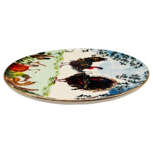 Anthropologie x Inslee Fariss Autumn's Bounty-tallrik | Antropomorfa kalkoner | Thanksgiving | 20 cm | LÄS bild 6