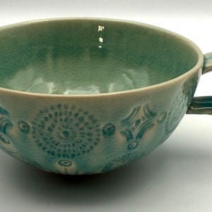 Anthropologie Old Havana Mint Mug | 10 fl oz | Coffee | Tea | Crackle Glaze | Portugal | HTF image 1