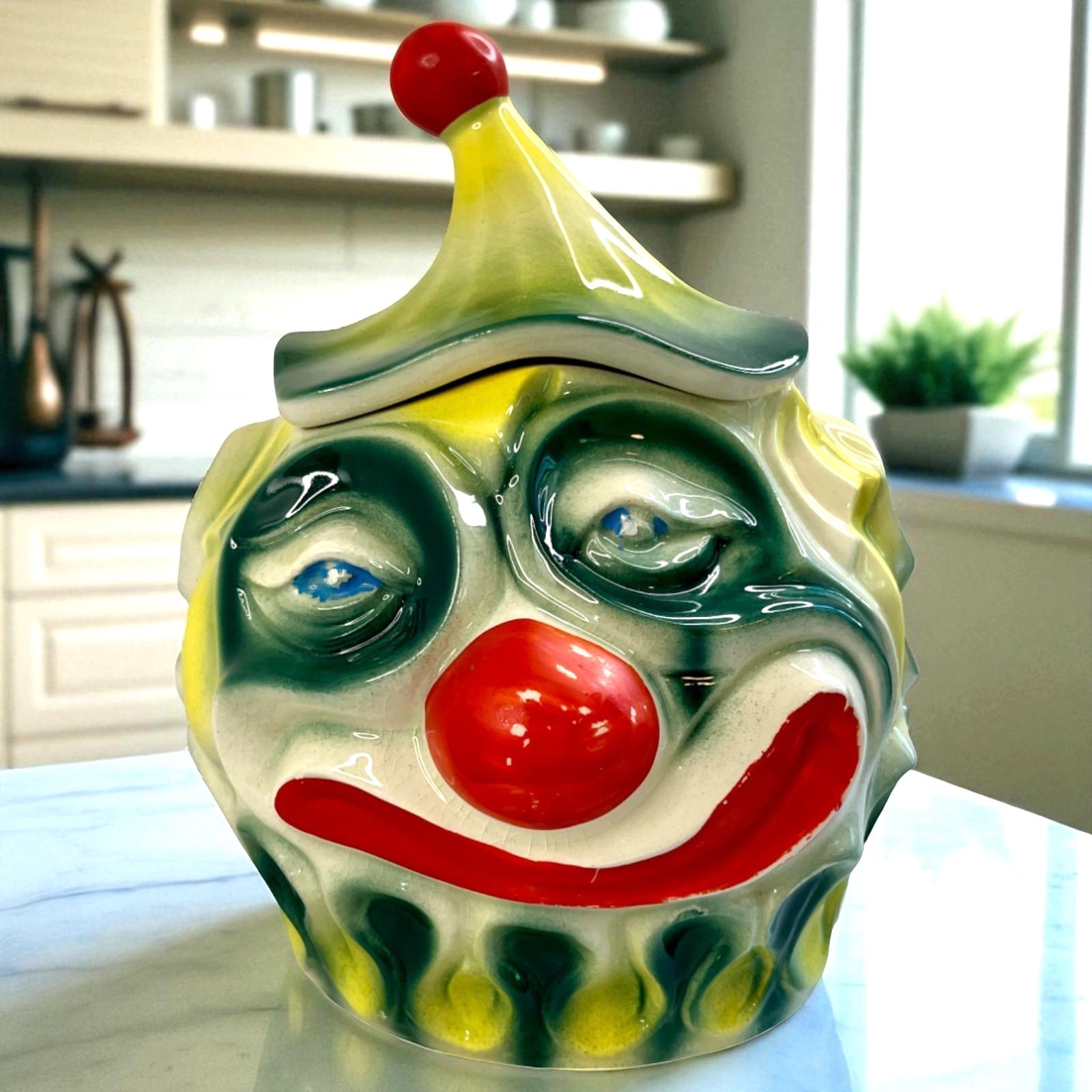 Rare Vintage 1970s Mccoy USA Sad Clown Ceramic Cookie Jar #255