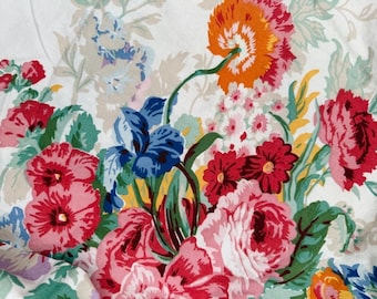 Sábana plana tamaño king vintage Ralph Lauren / Southampton Beach House / Floral Cottage / LEER