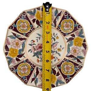 Plato de postre Bibi de Anthropologie / Ciruela / Floral / Pájaro / Ribete dorado / Ensalada / Guarnición / 23 cm imagen 2
