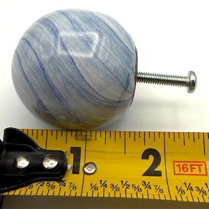 Light Blue Swirl Mackenzie-Childs Knob Pull with Hardware | Drawer | Cabinet | Ceramic | 1.5" H