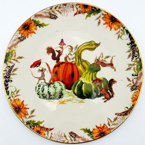 Anthropologie x Inslee Fariss Autumn's Bounty Side Plate | Mushroom | Harvest | Gourd | 8" | READ image 1