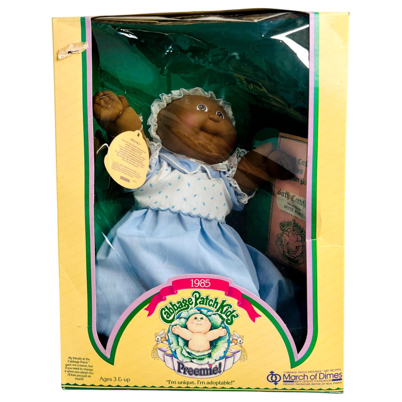 Vintage 1985 Preemie Black/african-american Cabbage Patch Kids