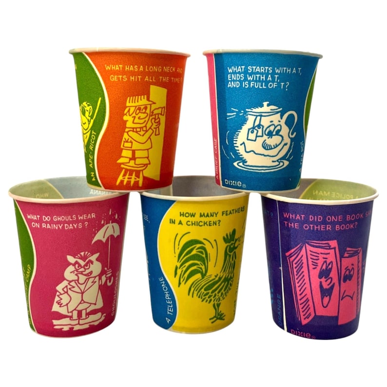 Vintage 1971 Riddle Jokes Dixie Cups - 100-count NOS - Etsy