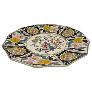 Plato de postre Bibi de Anthropologie / Ciruela / Floral / Pájaro / Ribete dorado / Ensalada / Guarnición / 23 cm imagen 3