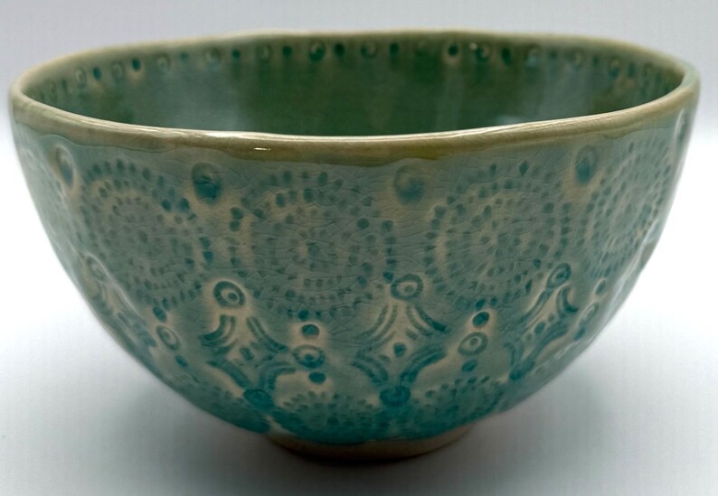 Anthropologie Old Havana Mint Cereal Bowl | Crackle Glaze | Portugal | Pasta | Soup | HTF image 3