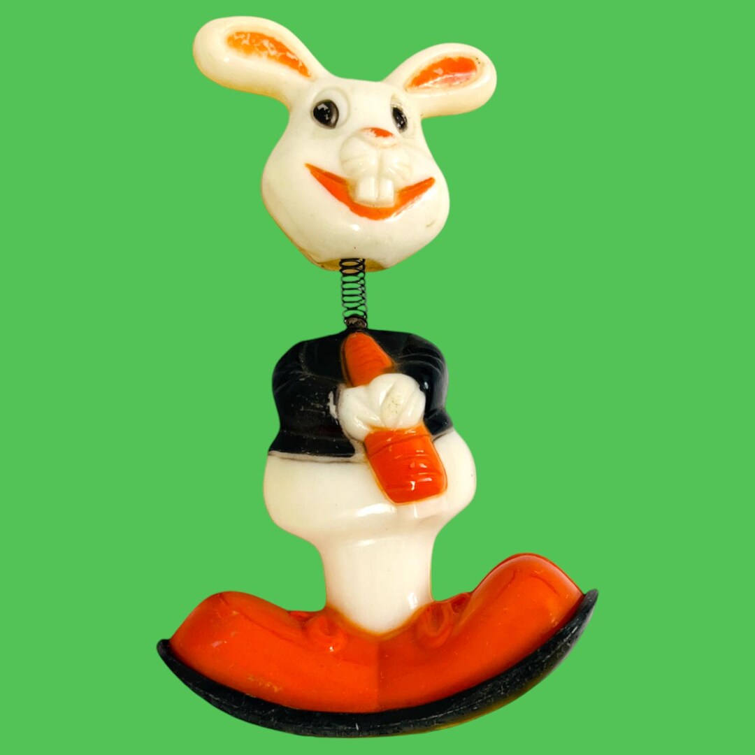 Vintage Plastic Bunny Rabbit Bobblehead Rocker by Eastek Unlimited 5 - Etsy