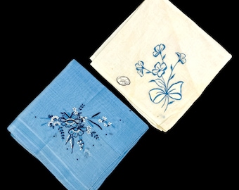 Lote de 2 pañuelos florales bordados vintage / LEER