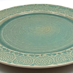 Anthropologie Old Havana Mint Dinner Plate | Crackle Glaze | Portugal | Embossed | 11" image 5