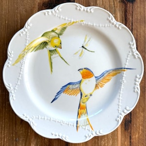 Anthropologie Dinner Plate | Madeleine Marx | Dragonfly | Song Bird | Tail | Glowing Hours | 10" image 1