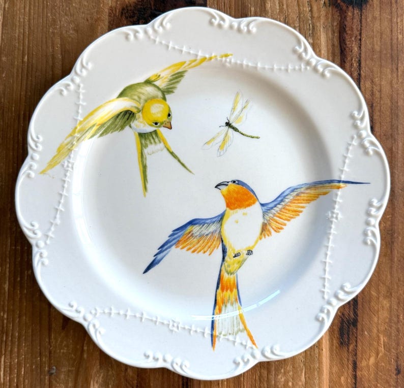 Anthropologie Dinner Plate | Madeleine Marx | Dragonfly | Song Bird | Tail | Glowing Hours | 10" image 1