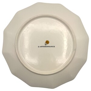 Plato de postre Bibi de Anthropologie / Ciruela / Floral / Pájaro / Ribete dorado / Ensalada / Guarnición / 23 cm imagen 6