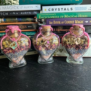 Self Love Spell Jar With Organic Herbs, Tumbled Crystal Chips