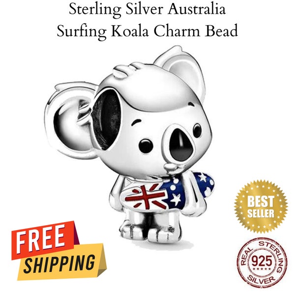 Argent Sterling Australie Surf Koala Charme Perles Fit Original Pandora Bracelets Marque Fabrication de Bijoux Cadeau