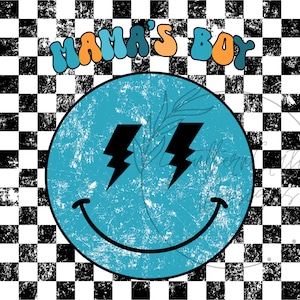 Mamas Boy Retro Smiley Toddler Sublimation Png | Little Boys Sublimation designs | Mamas Boy Png | Mamas Boy Rocker Png |