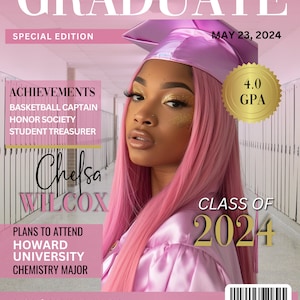 Anuncio de graduación personalizable de 2024 - Descarga digital - Perfecto para graduados de secundaria y universidad