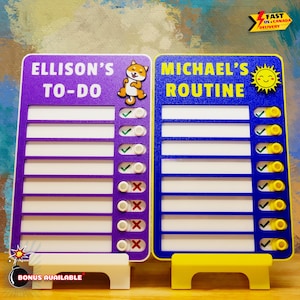 Kids Personalized Routine Chart, To-Do Check List, Personalized Planner, Dry-Erase, Daily Routine, Kids Daily Tasks Magnetic Multiple Colors