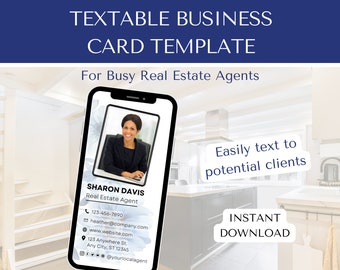Plantilla de tarjeta de visita textable para agentes inmobiliarios ocupados, tarjeta de visita digital - Descarga instantánea