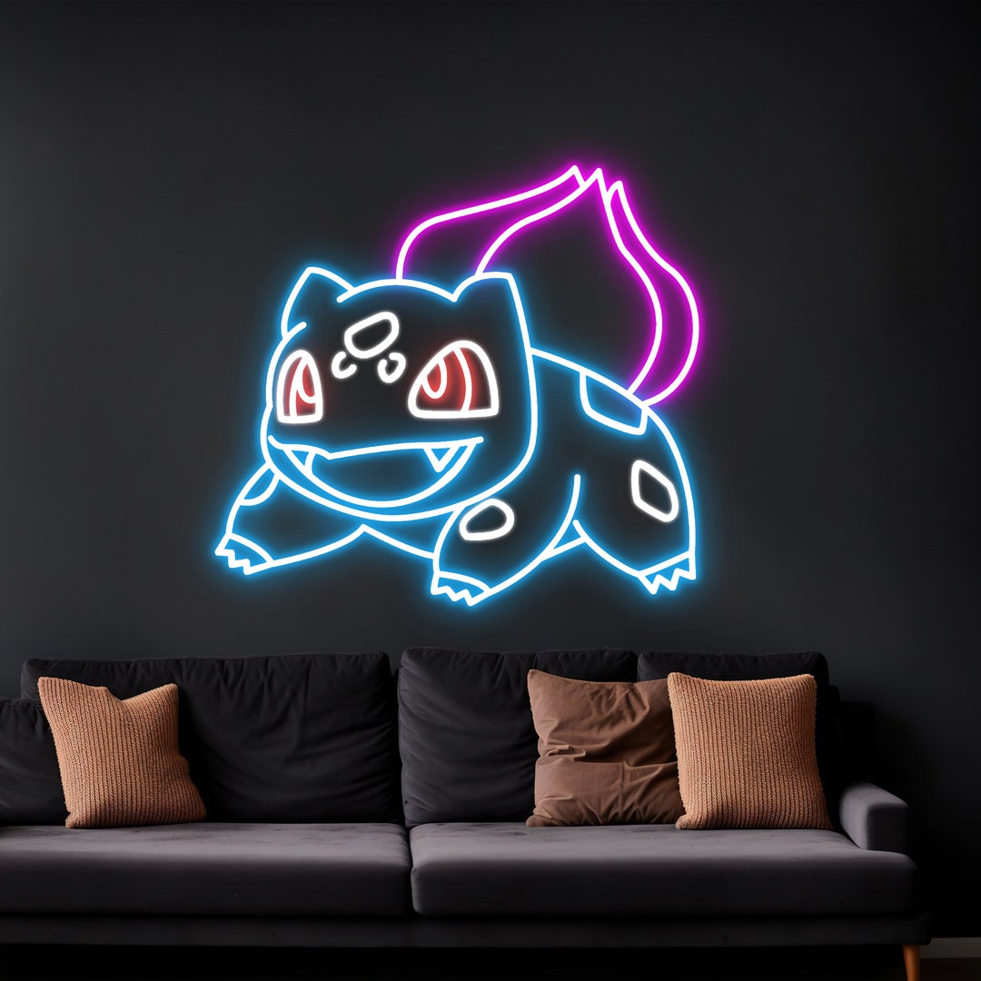Bulbasaur Neon Signpokemon Led Neon Signanime Neon Sign Etsy
