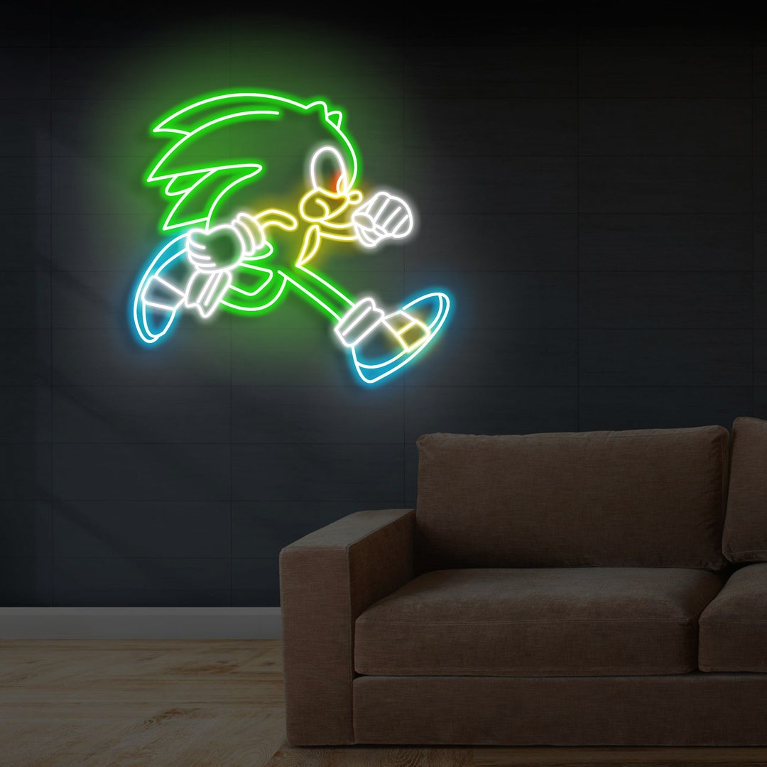 Sonic Neon Sign:running Sonic Neon Light for Game Room - Etsy