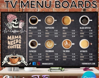 Coffee Shop Menu Board: Editable Canva Template (Digital Download)