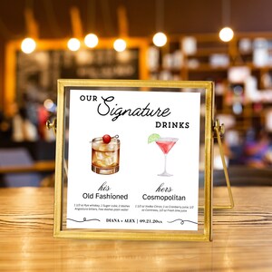 Stworzę Twoje PERSONALIZOWANE Menu Napojów Weselnych | Tabliczka na Bar Koktajlowy dla Niej i dla Niego | Niestandardowe Menu Baru - Specjalne Napoje Weselne
